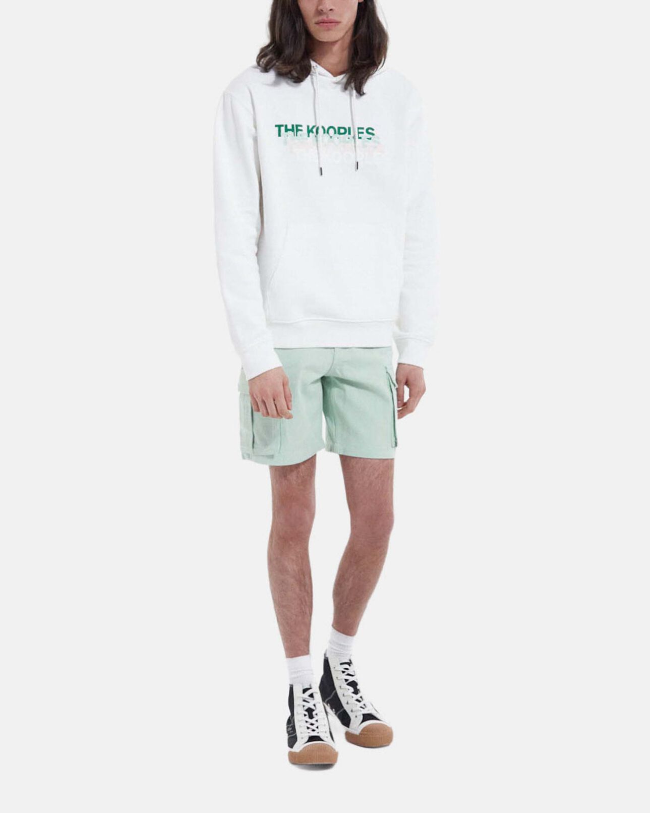 The Kooples HOMME ECRU sweat écru coton capuche logo dégradé