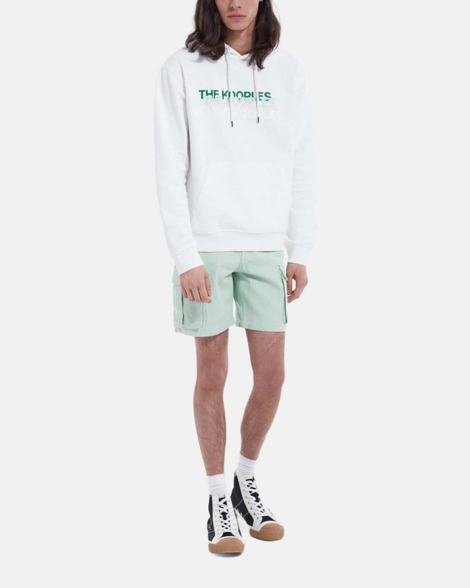 Sweat écru coton capuche logo dégradé, ECRU, hi-res image number null