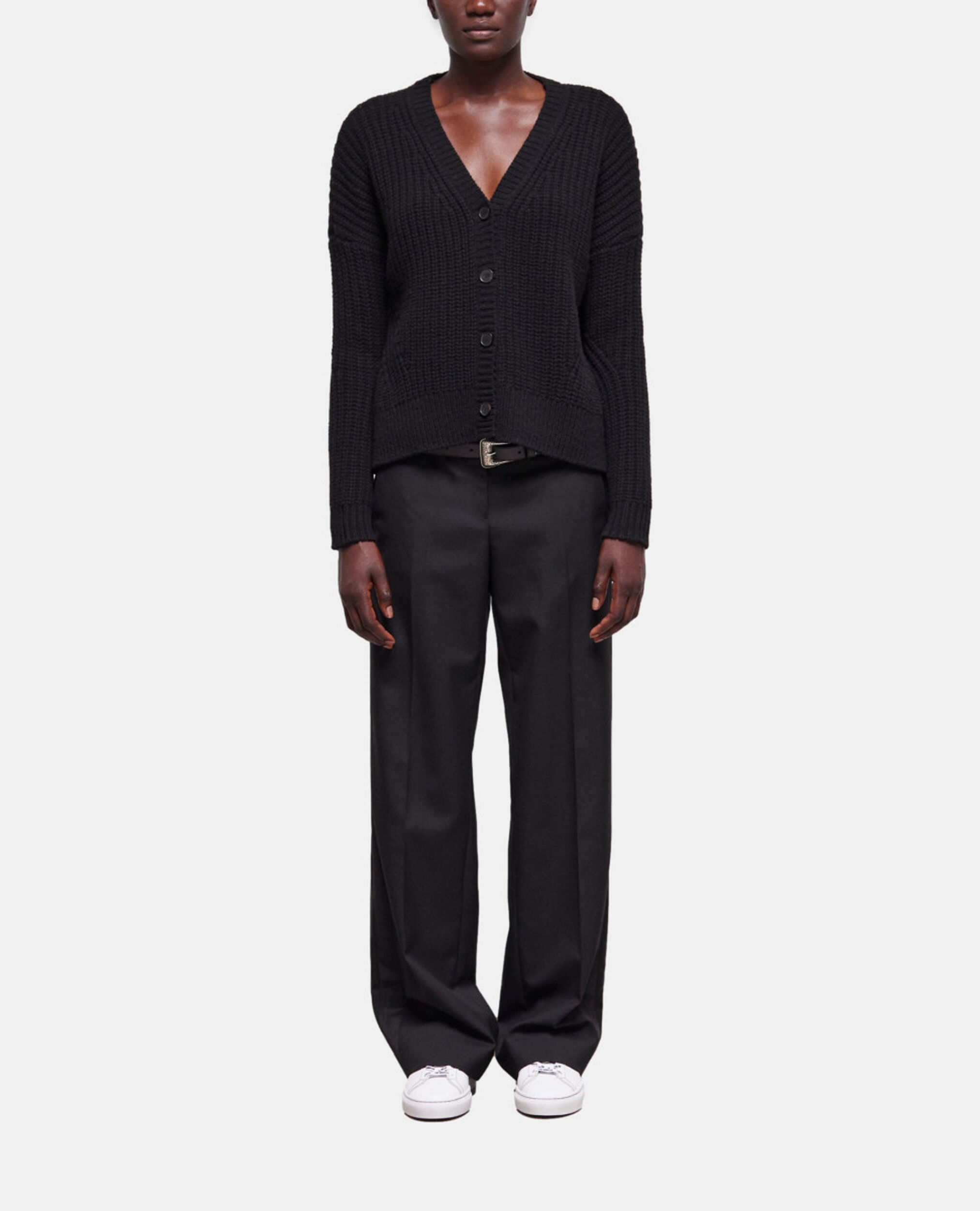 Cardigan en laine noir, BLACK, hi-res image number null