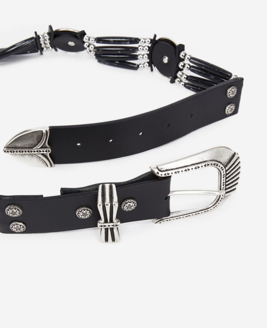 ceinture large en cuir noire