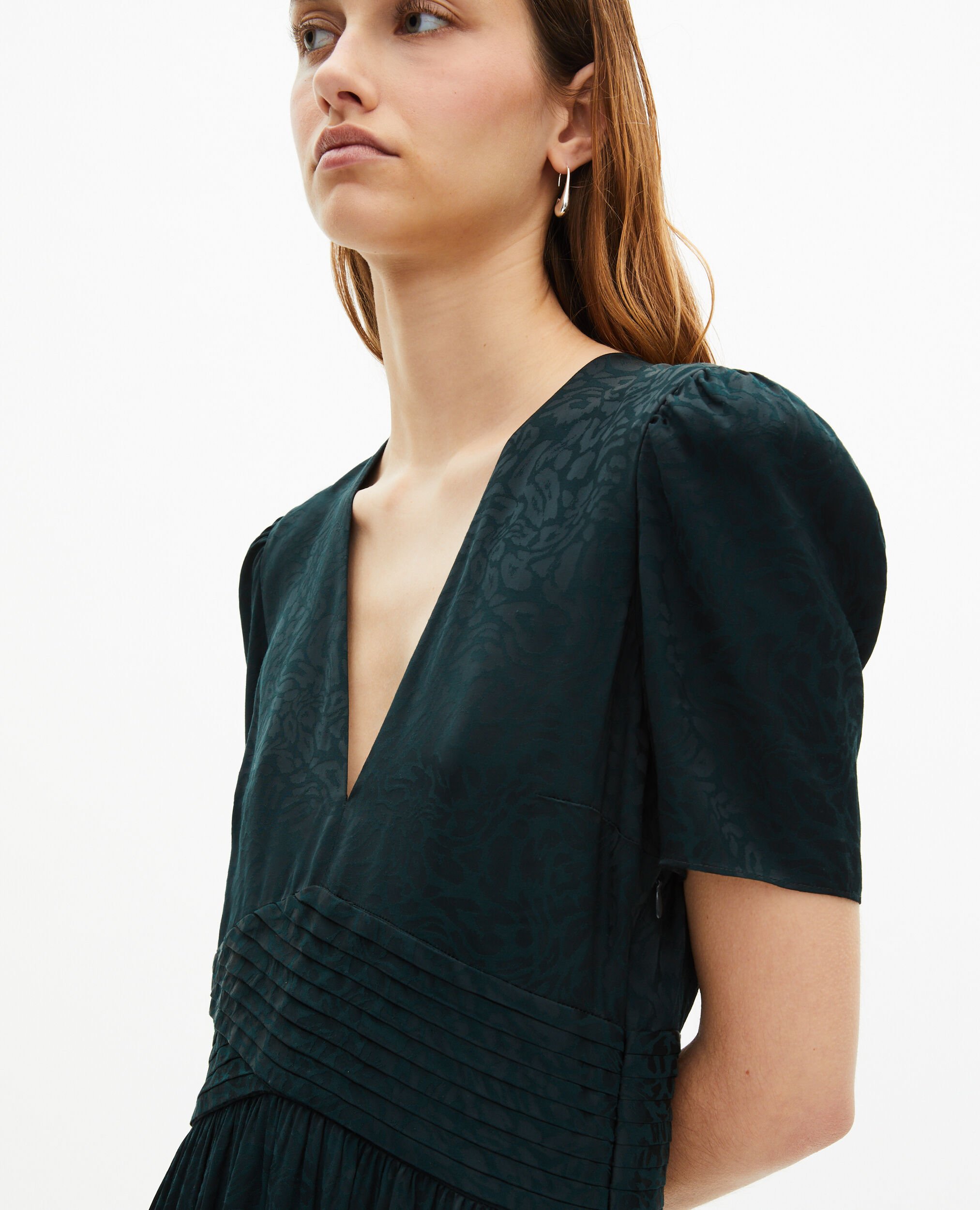 Maxivestido de jacquard de leopardo verde oscuro, FOREST, hi-res image number null