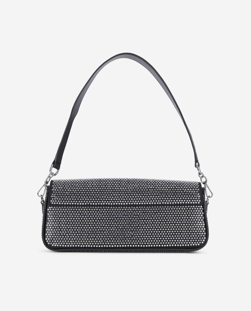 The Kooples FEMME BLACK pochette avec strass en fibre nylon noire