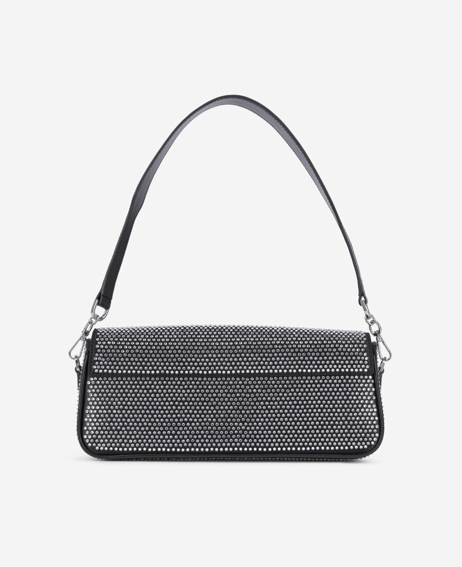 The Kooples DAMEN BLACK schwarze pochette aus nylon mit strassbesatz