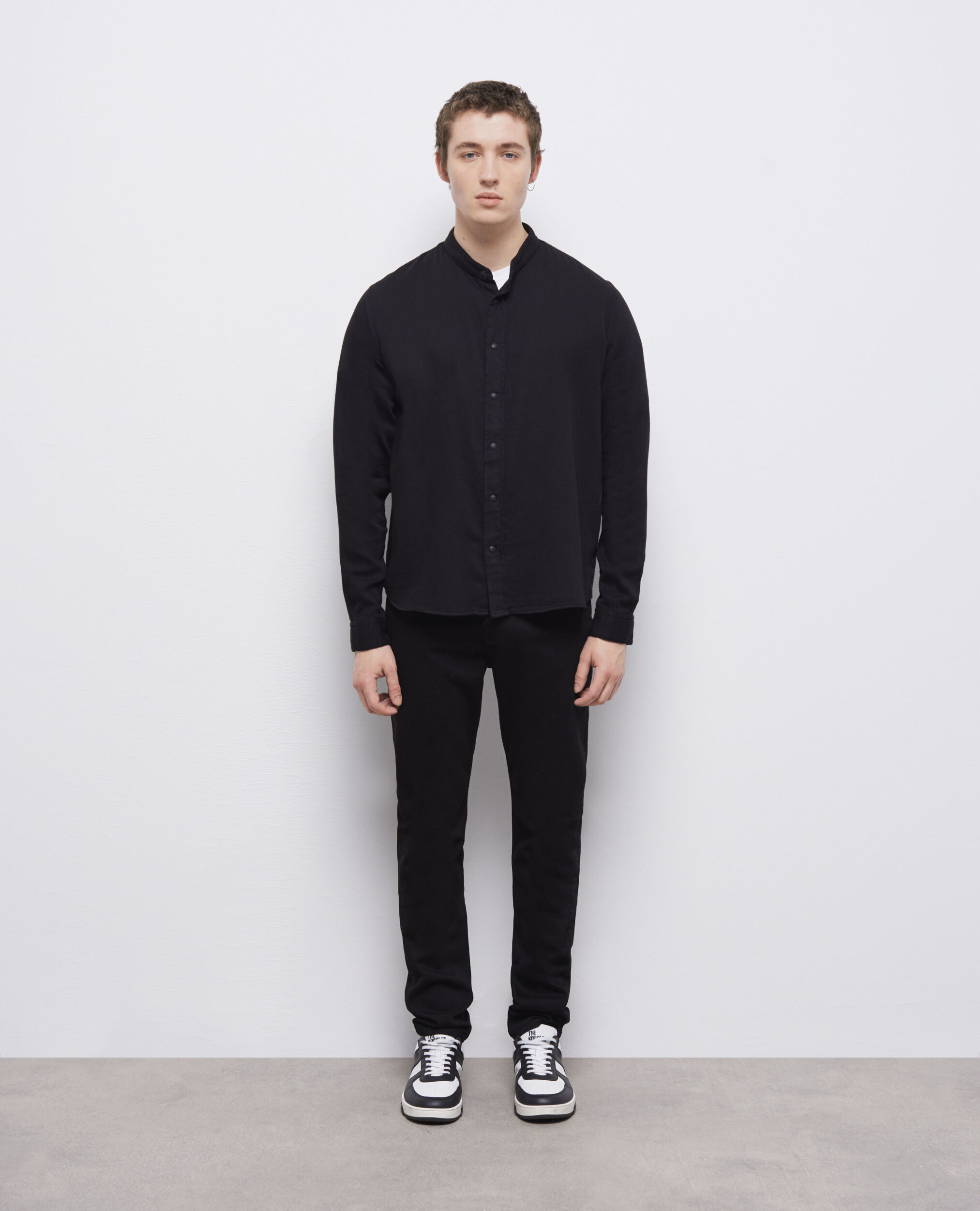 Casual black shirt, BLACK, hi-res image number null