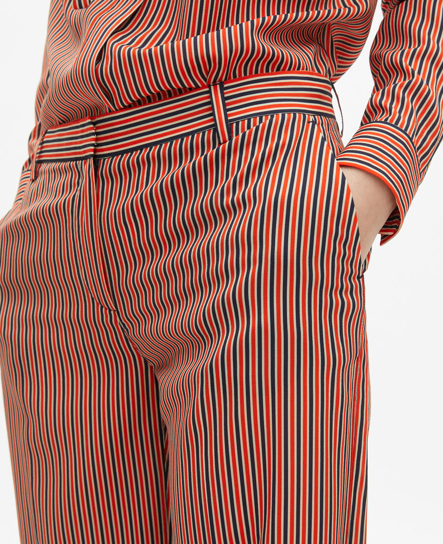 The Kooples WOMEN DARK NAVY / FIRE RED wide-leg pants with red and blue stripes