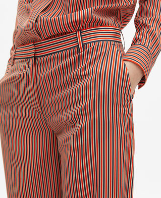 The Kooples WOMEN DARK NAVY / FIRE RED wide-leg pants with red and blue stripes