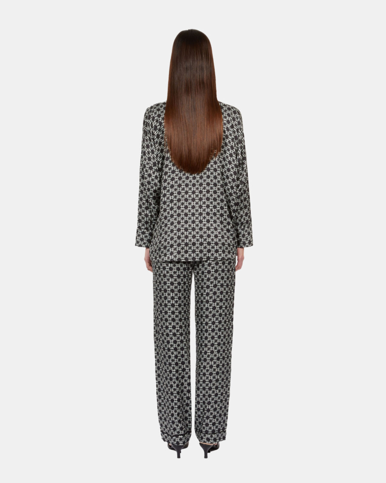 The Kooples WOMEN BLACK WHITE black and white chain print loose fit shirt