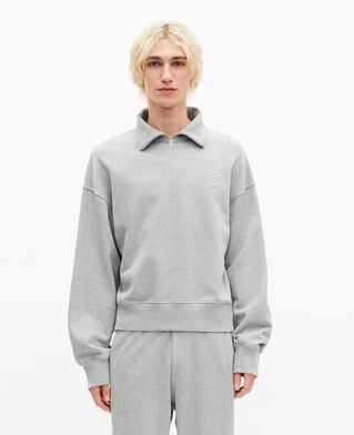 The Kooples MEN GREY MELANGE grey trucker-neck sweatshirt