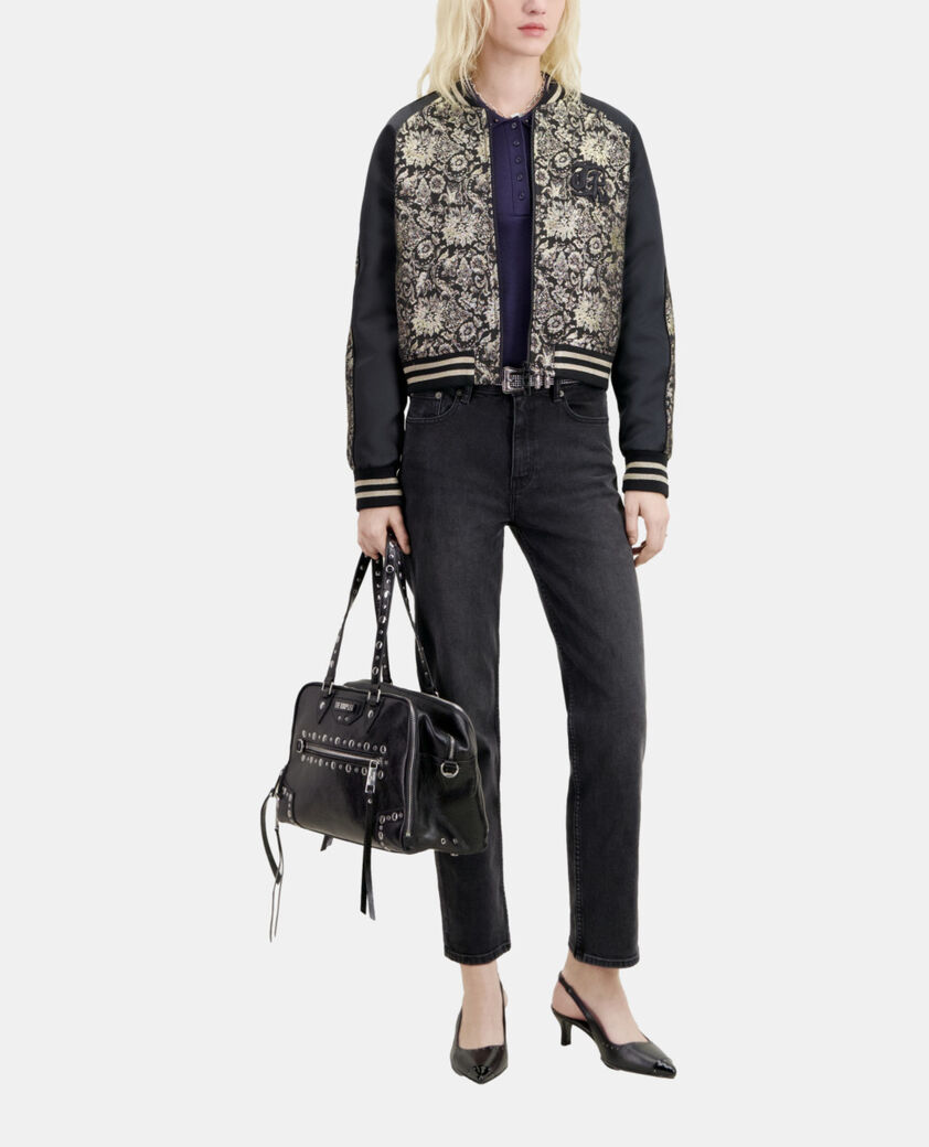 The Kooples WOMEN BLACK GREY black jacket with metallic jacquard