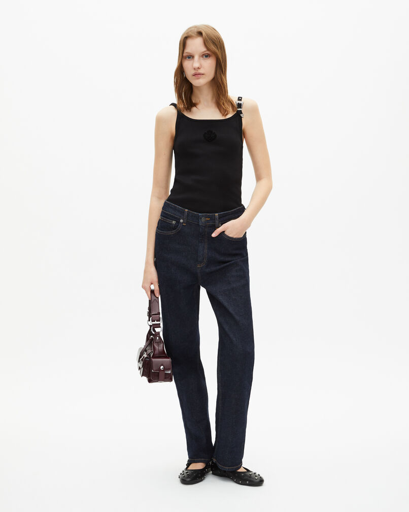 The Kooples WOMEN BLACK black ribbed tank top