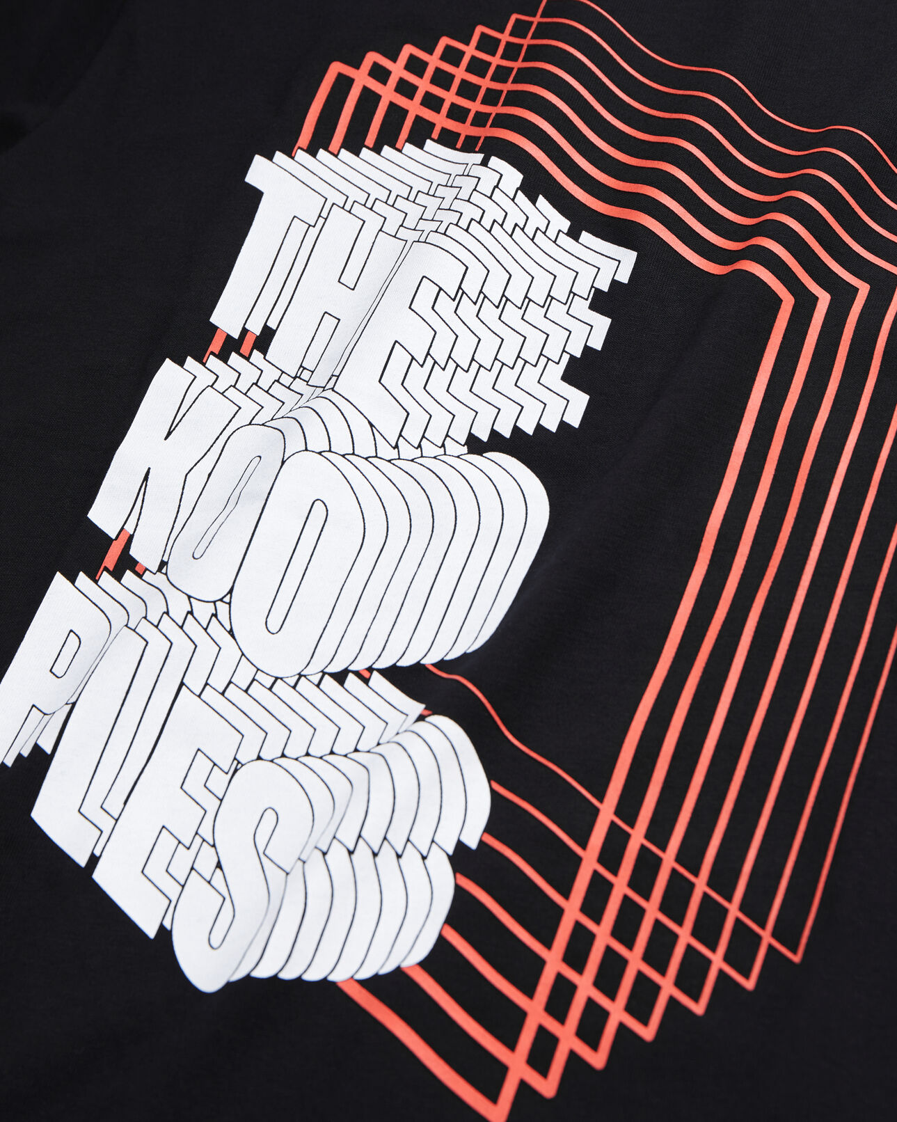 The Kooples MEN BLACK men's black t-shirt with neon logo serigraphy