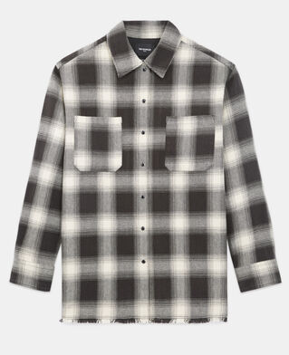 The Kooples F ECRU BLACK black and ecru oversized checked shirt