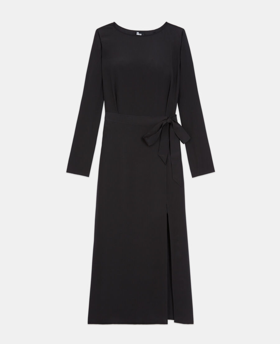 The Kooples FEMME BLACK robe longue en soie noire