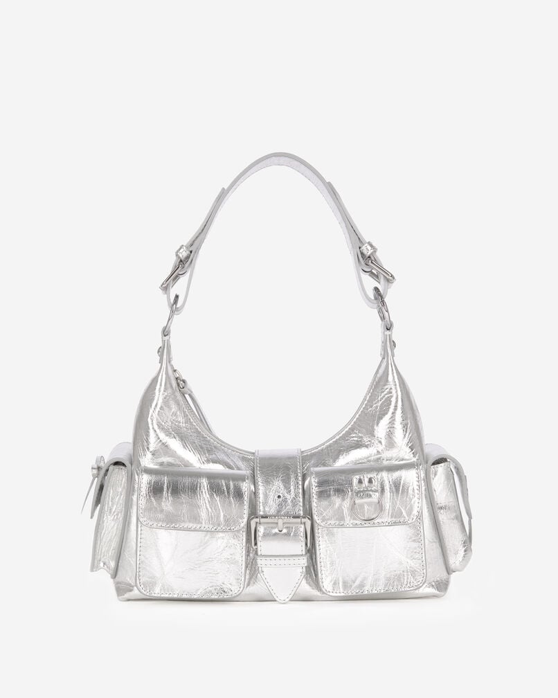 The Kooples WOMEN SILVER amelia bag in silver leather