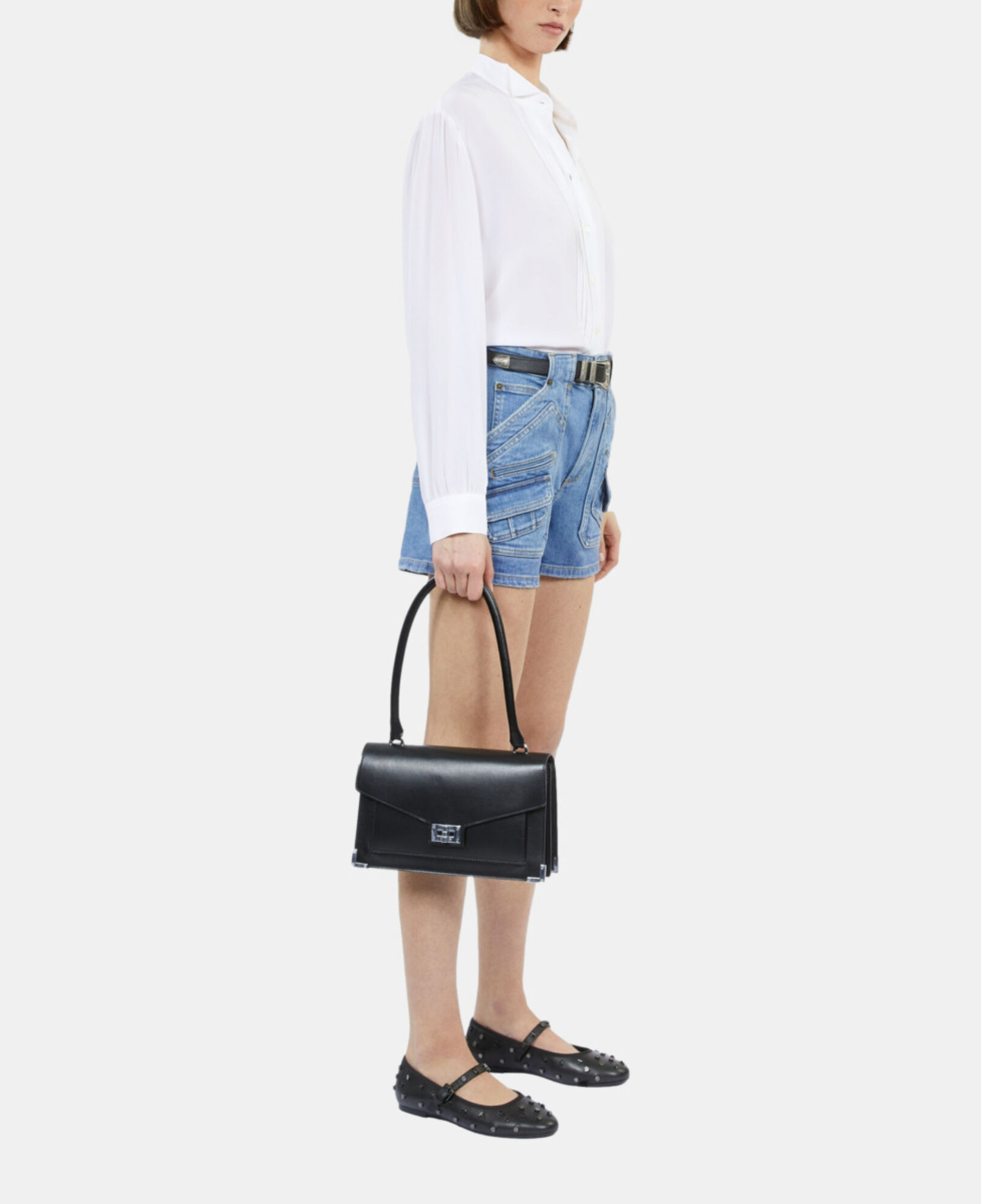 The Kooples WOMEN BLACK emily shoulder bag in black leather