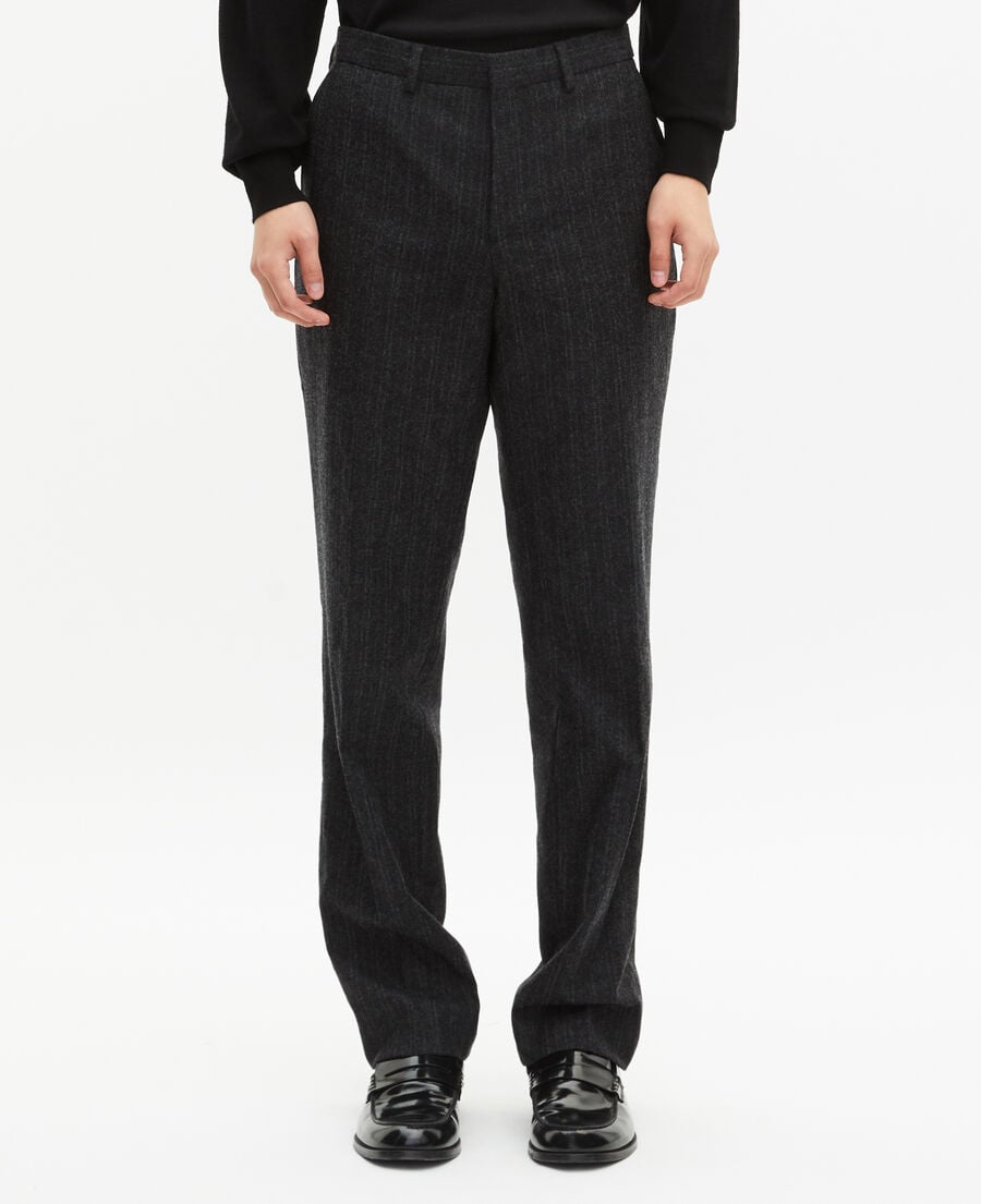 The Kooples HOMME PEARL GREY pantalon de costume droit &agrave; fines rayures gris fonc&eacute;