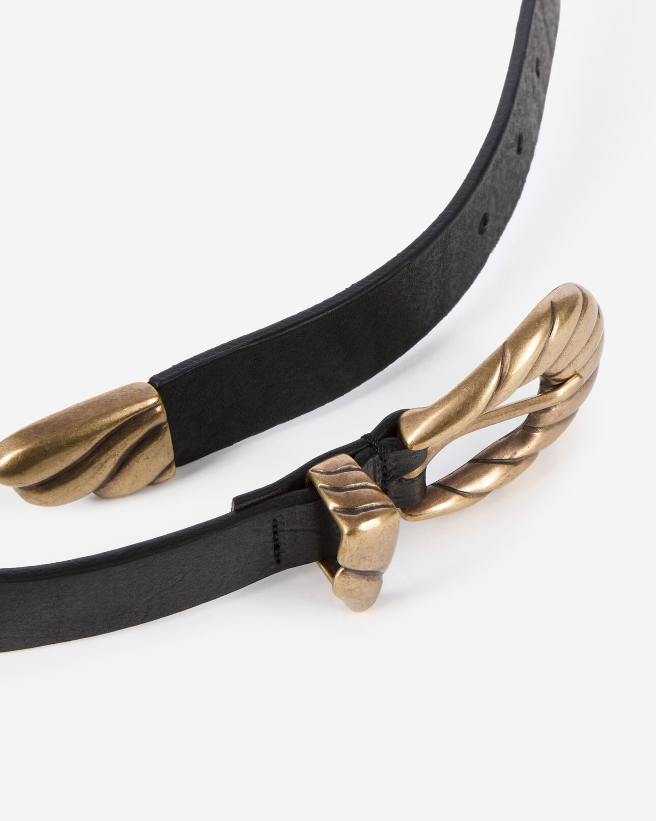 The Kooples FEMME BLACK ceinture fine à double boucle en cuir noir