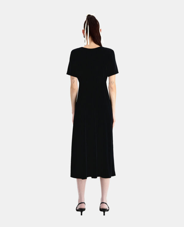long black velvet dress with buttoning