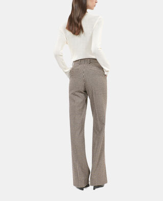 The Kooples WOMEN ECRU BLACK loose-fitting vichy check trousers