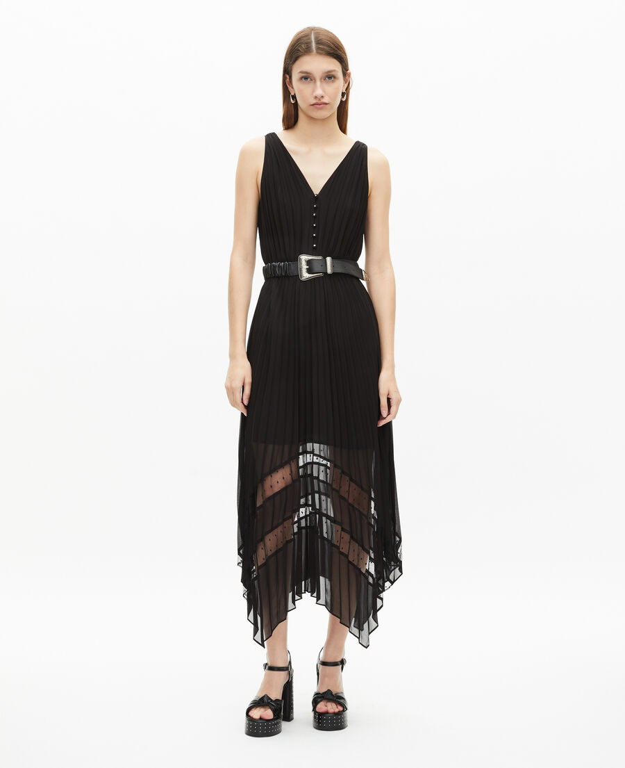 The Kooples WOMEN BLACK black pleated long dress