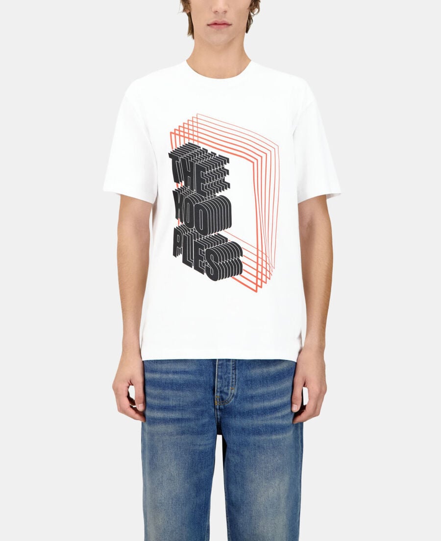 The Kooples MEN WHITE men's white t-shirt with neon logo serigraphy