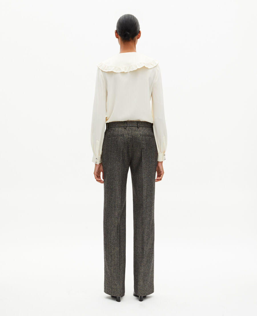 The Kooples WOMEN BLACK gold and black lurex herringbone straight-leg pants