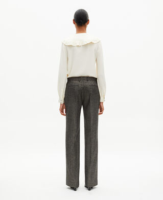 The Kooples WOMEN BLACK gold and black lurex herringbone straight-leg pants
