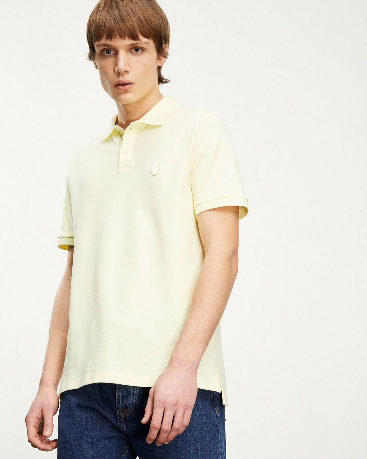 The Kooples HOMME LIGHT YELLOW polo jaune clair broderie tête de mort