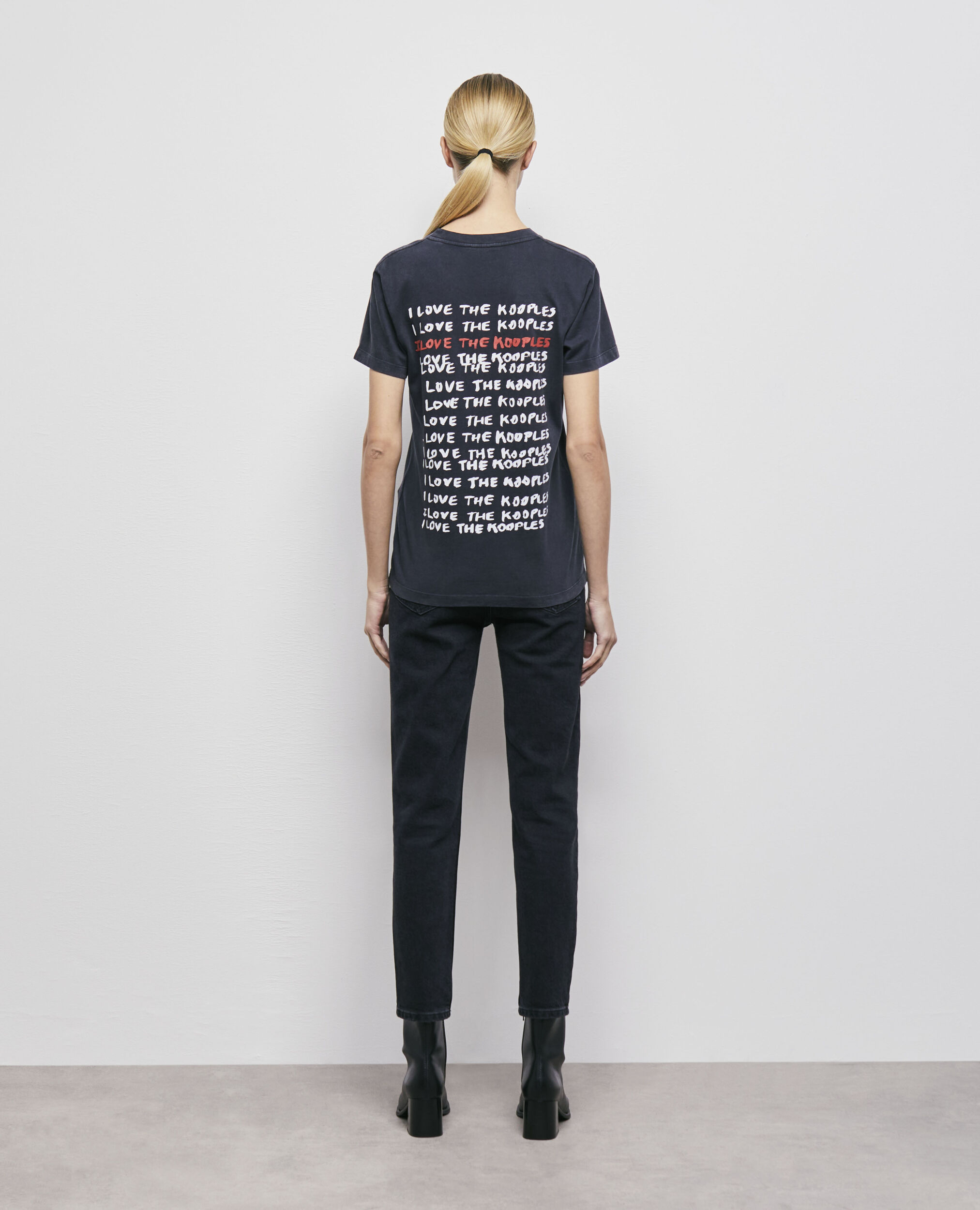 Women's black love kooples t-shirt, BLACK WASHED, hi-res image number null