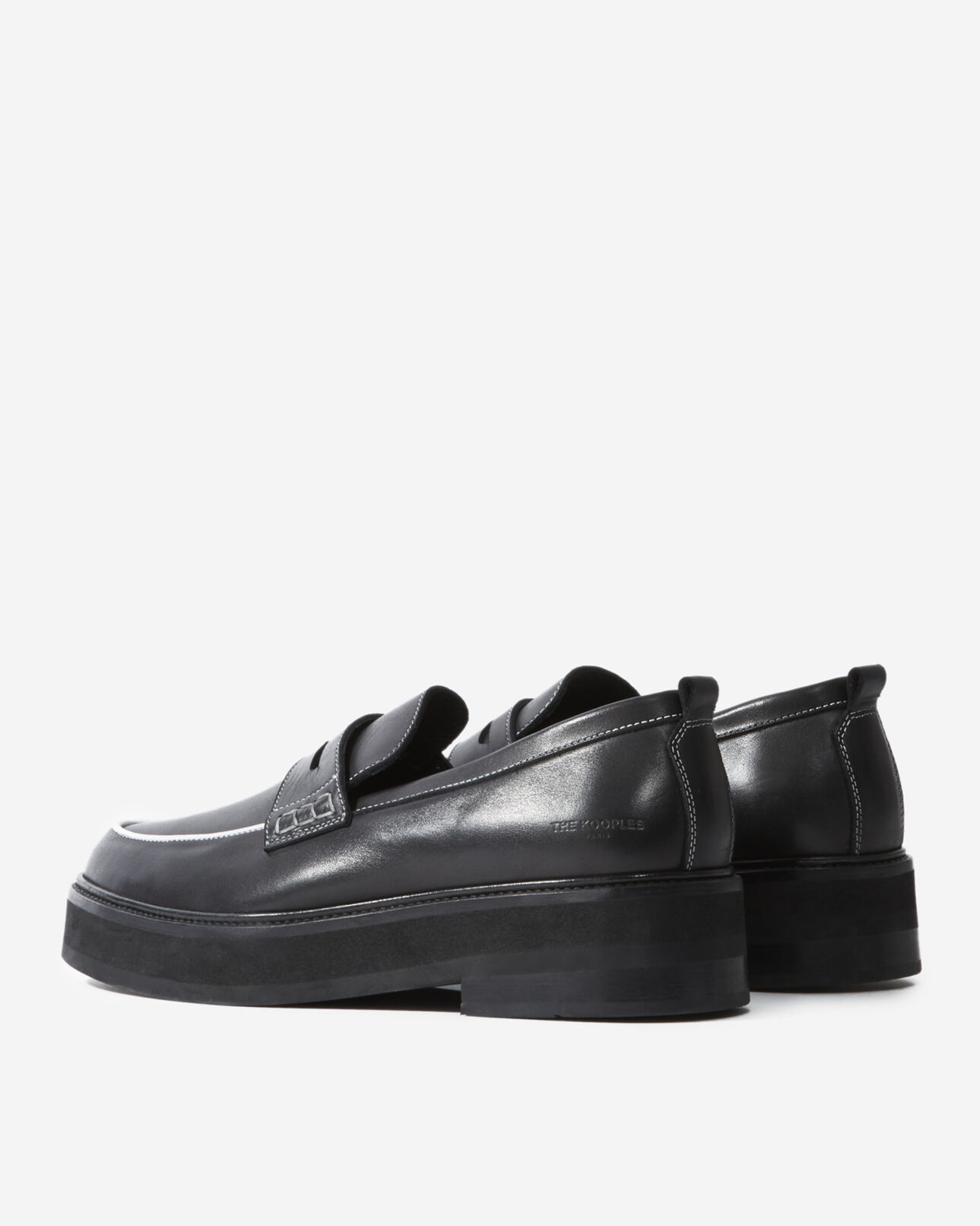 The Kooples FEMME BLACK mocassins noirs cuir contours contrastés