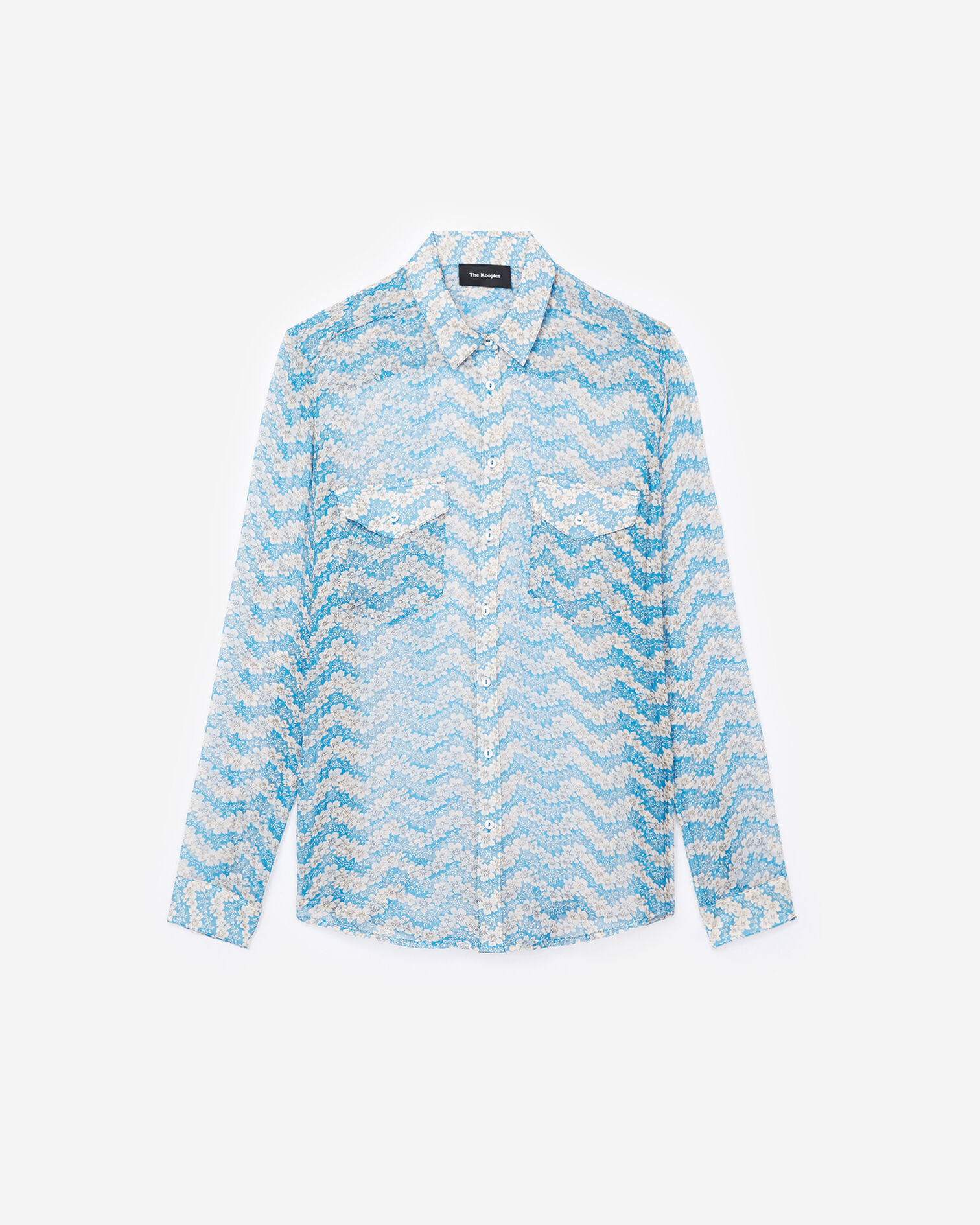 Chemise soie imprimé Blue Jasmine, BLUE, hi-res image number null