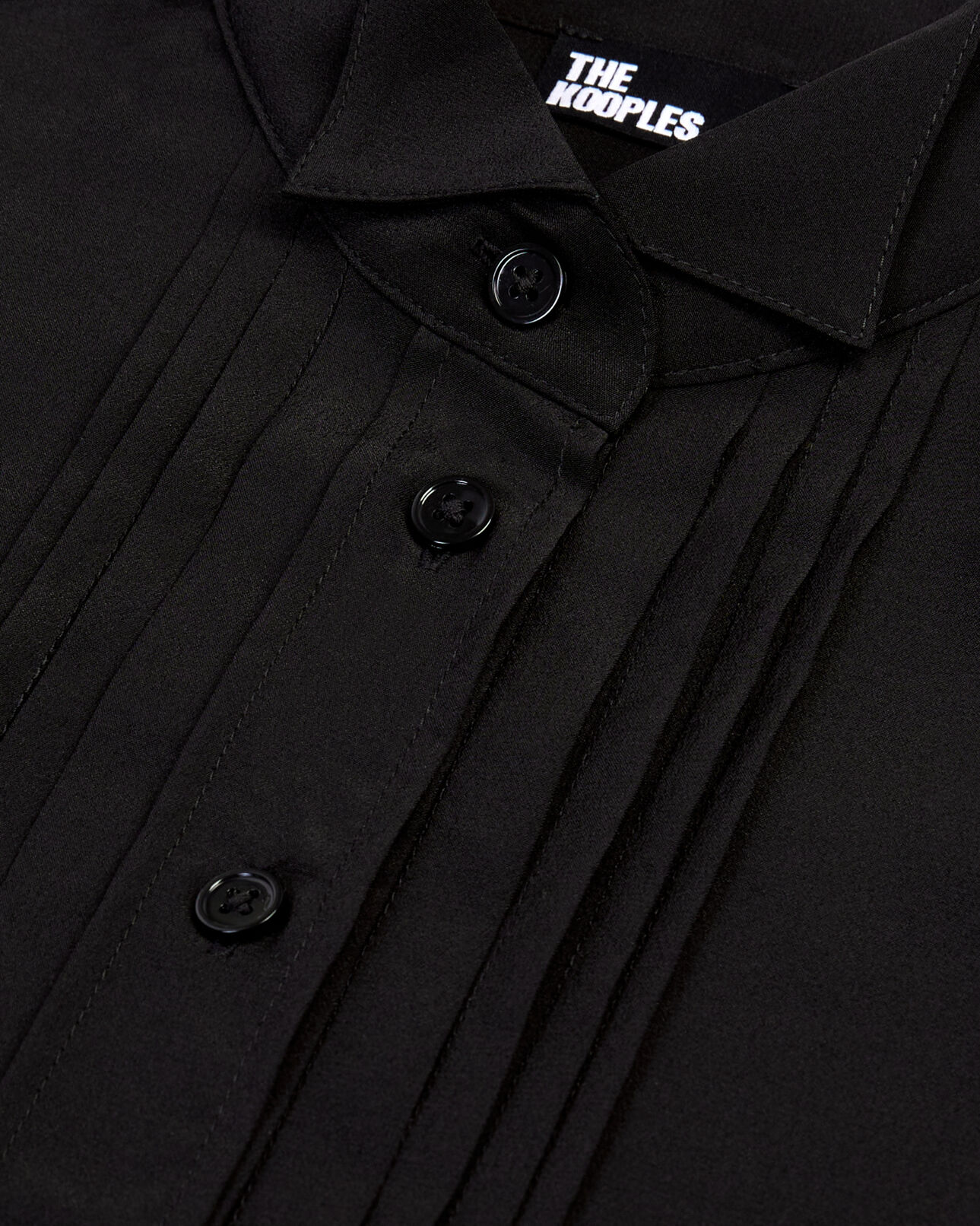 The Kooples WOMEN BLACK black silk shirt with pleating
