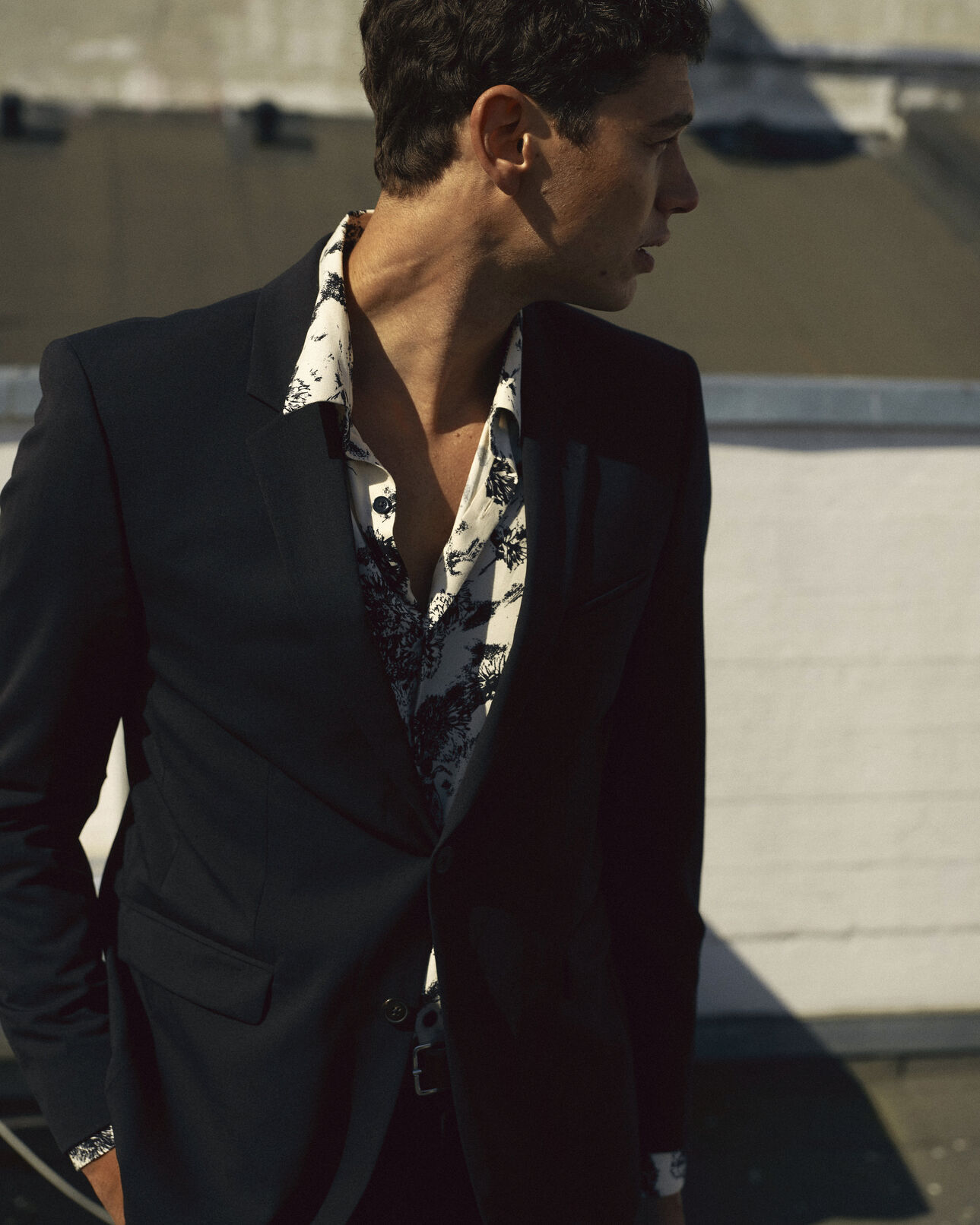 The Kooples MEN BLACK slim-fit black wool suit jacket