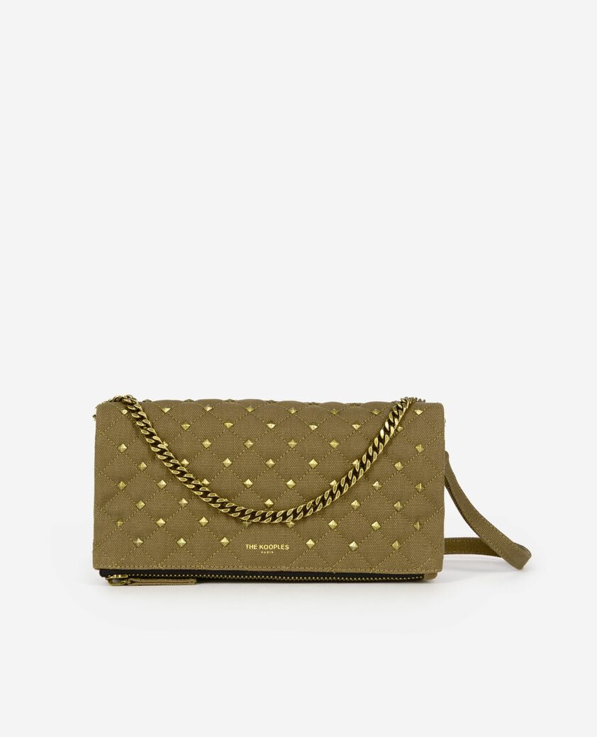 The Kooples WOMEN KAKI small khaki canvas heritage clutch bag