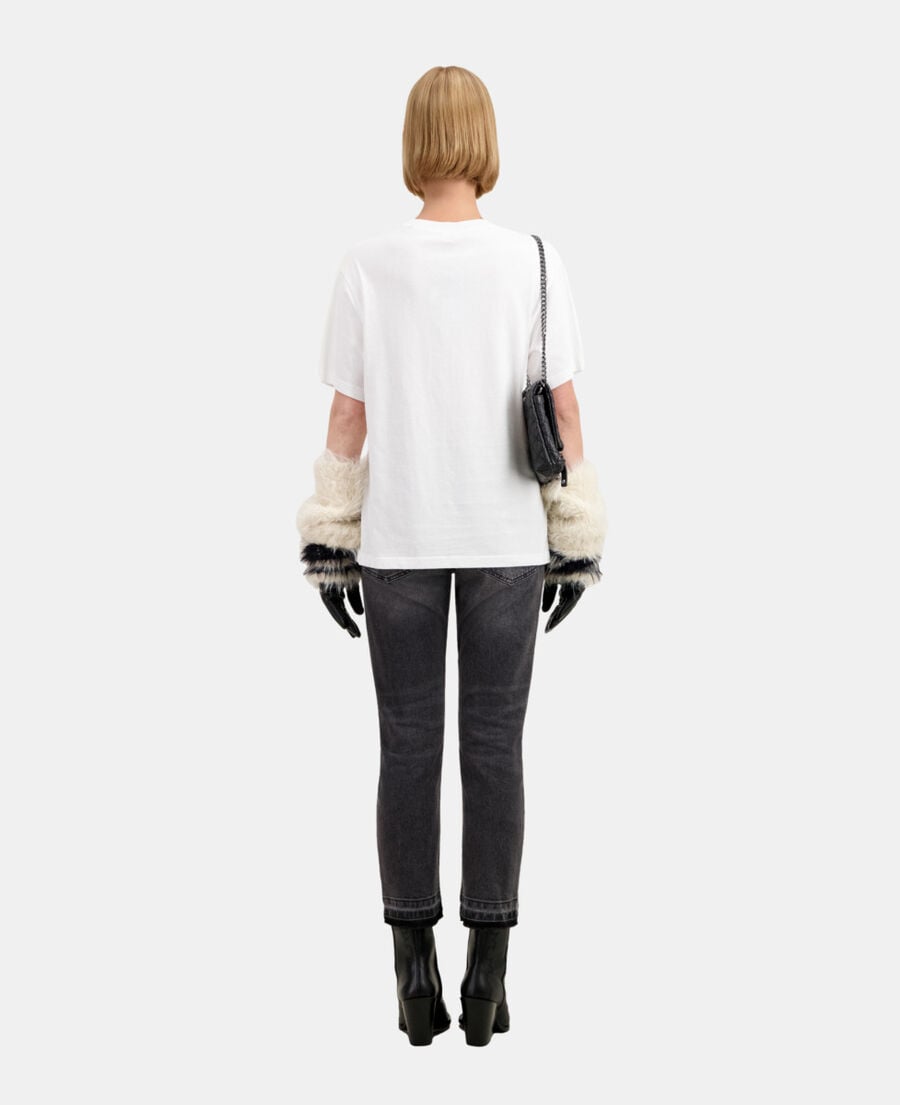 The Kooples F WHITE women's white t-shirt with vintage skull serigraphy