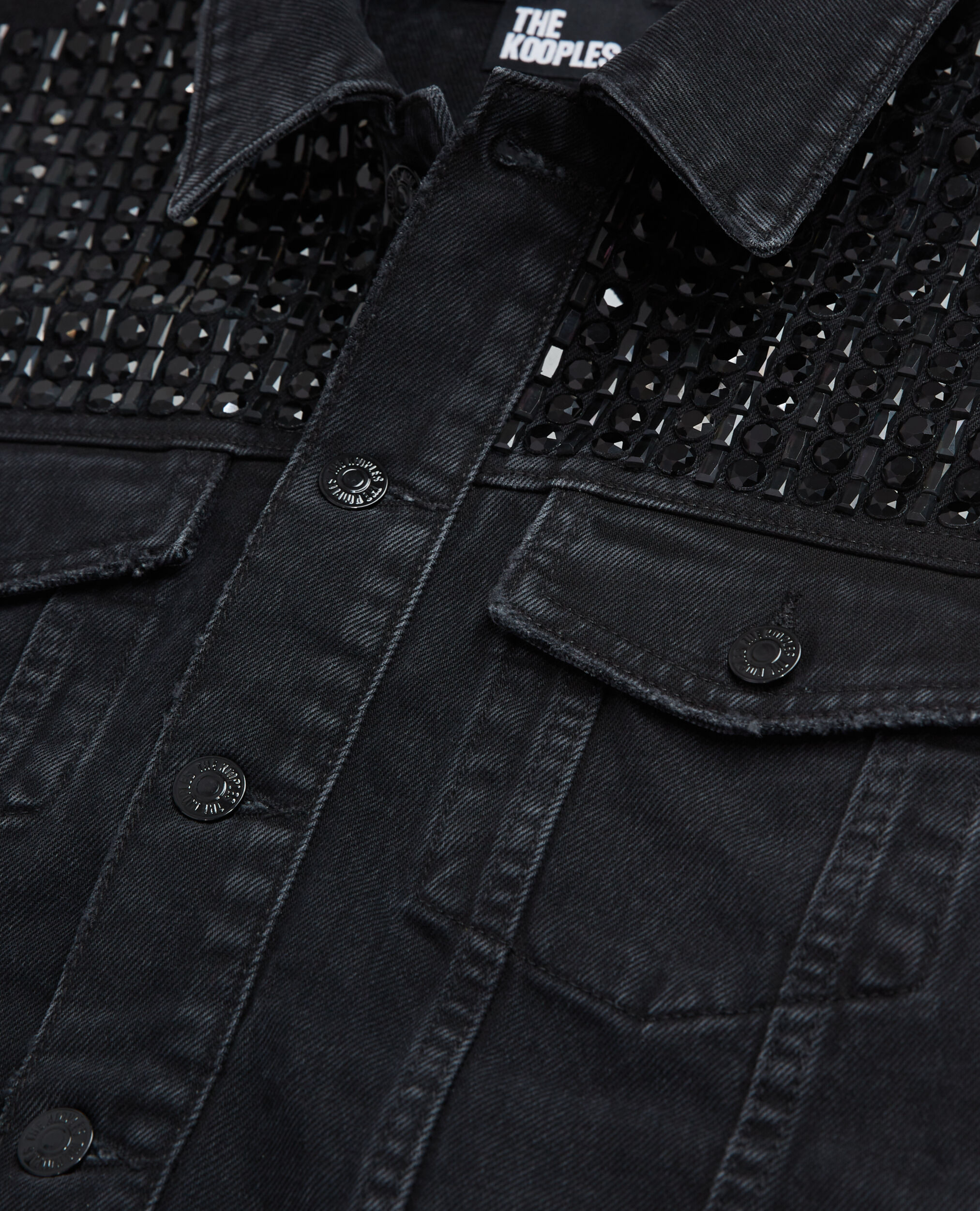 Black denim sleeveless jacket, BLACK WASHED, hi-res image number null