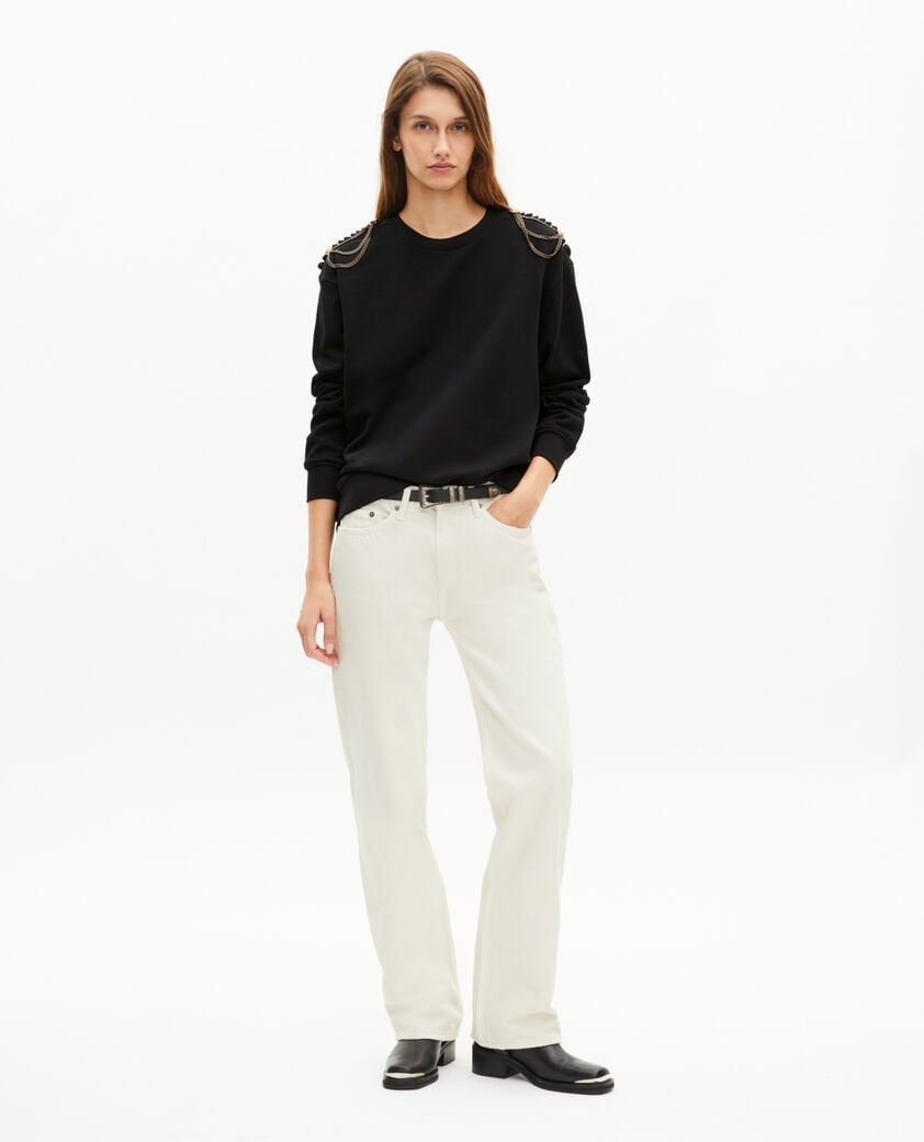 The Kooples WOMEN BLACK WASHED black chain sweatshirt