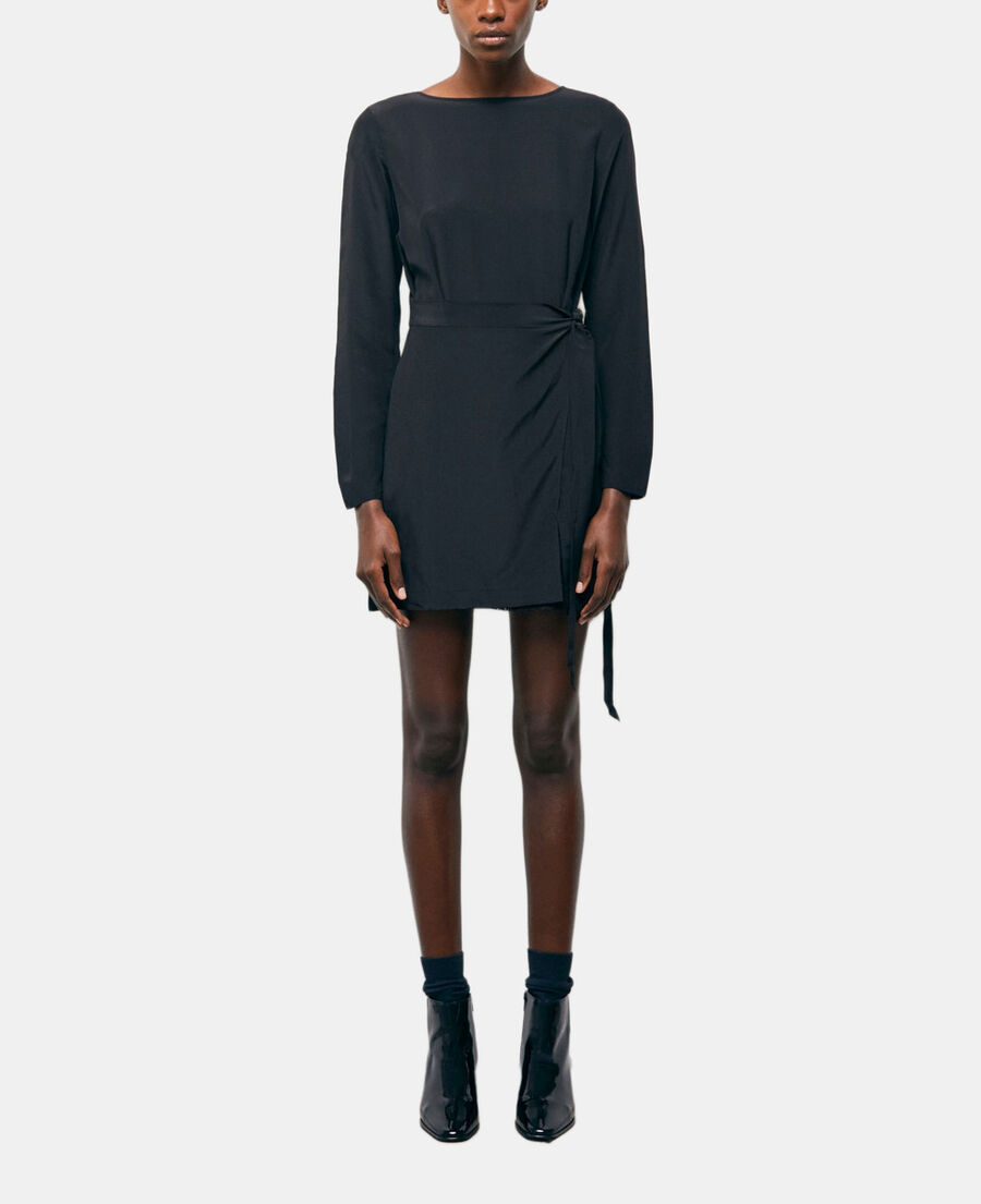 The Kooples DAMEN BLACK kurzes schwarzes seidenkleid