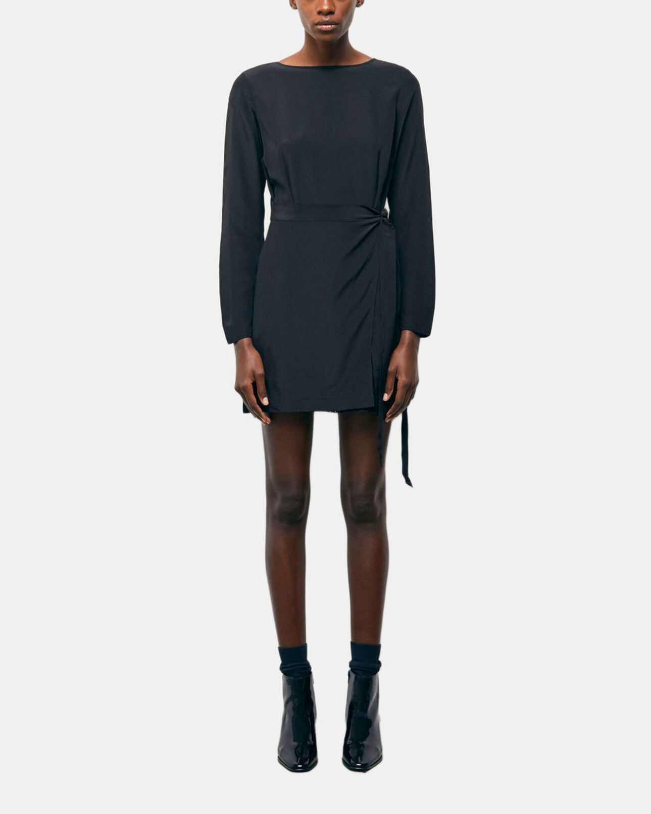 The Kooples DAMEN BLACK kurzes schwarzes seidenkleid