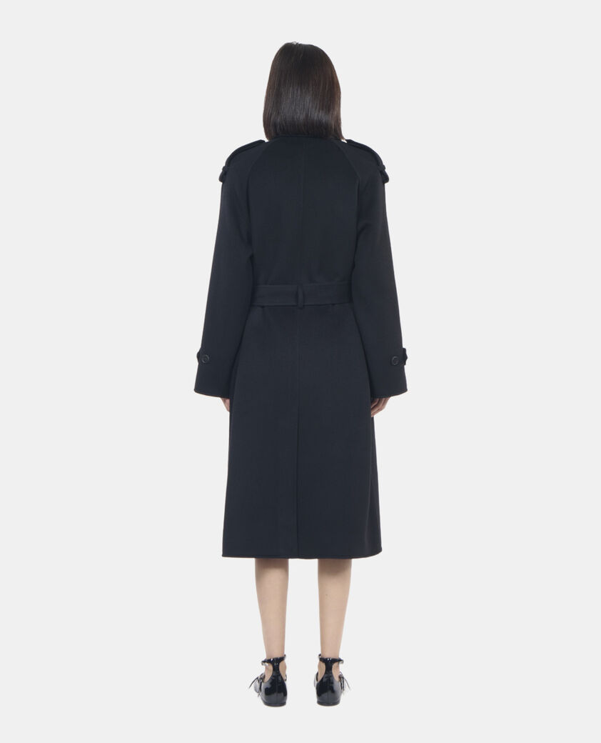 The Kooples FEMME BLACK manteau en laine style trench noir