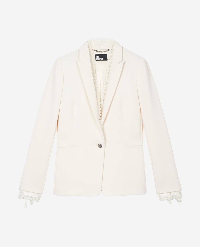 The Kooples MUJER OFF WHITE traje de chaqueta con banda de encaje crudo
