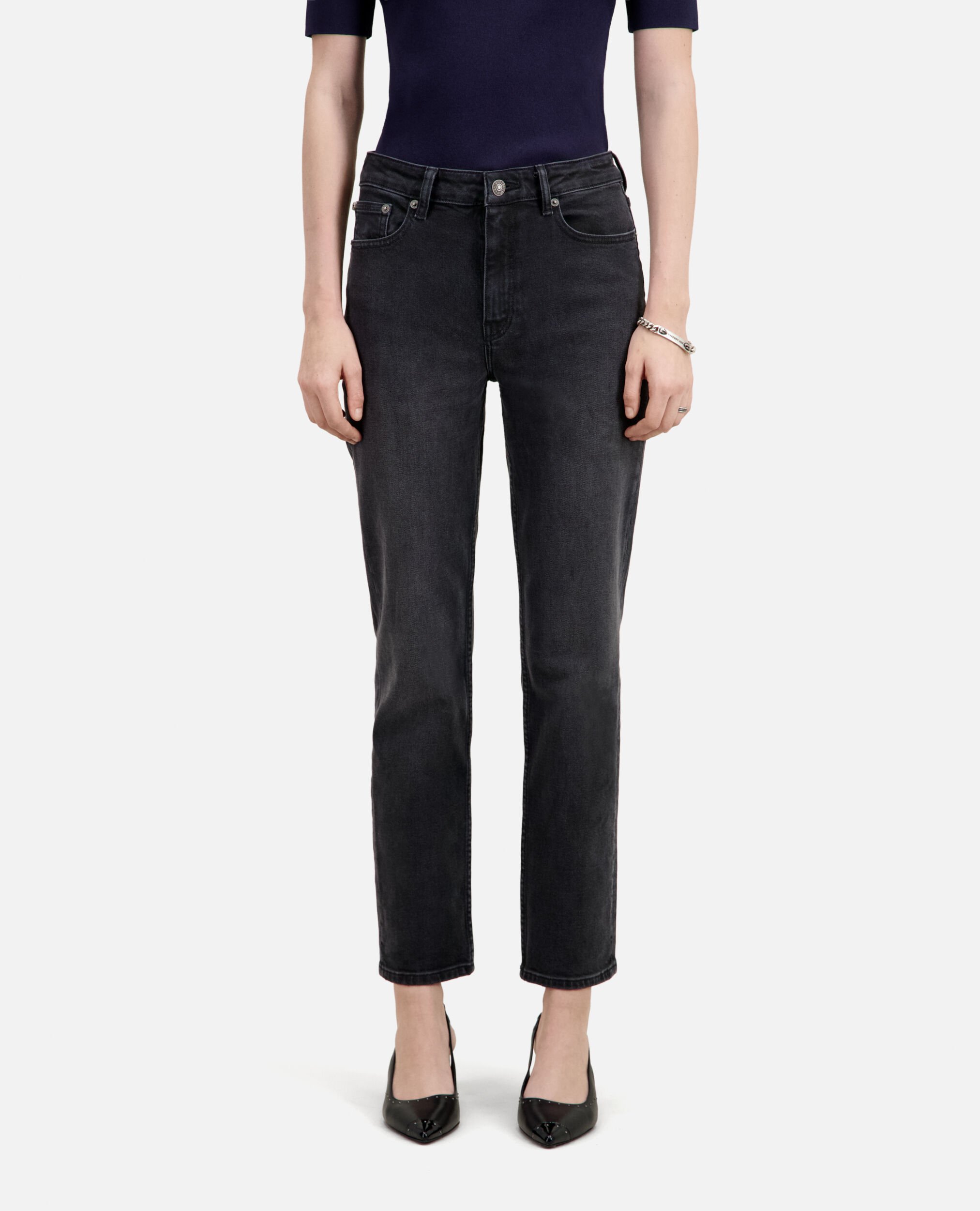 Straight black jeans, BLACK WASHED, hi-res image number null