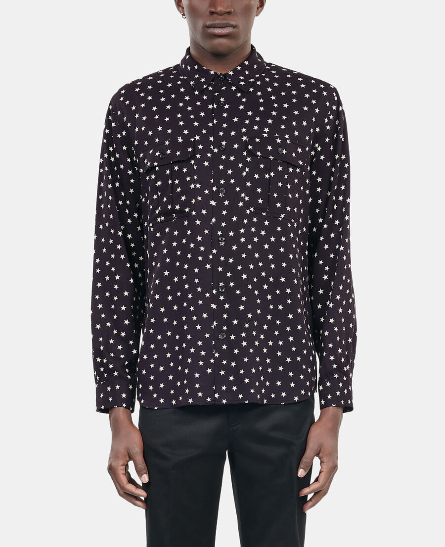 The Kooples HOMME BLACK WHITE chemise imprim&eacute;e &eacute;toiles