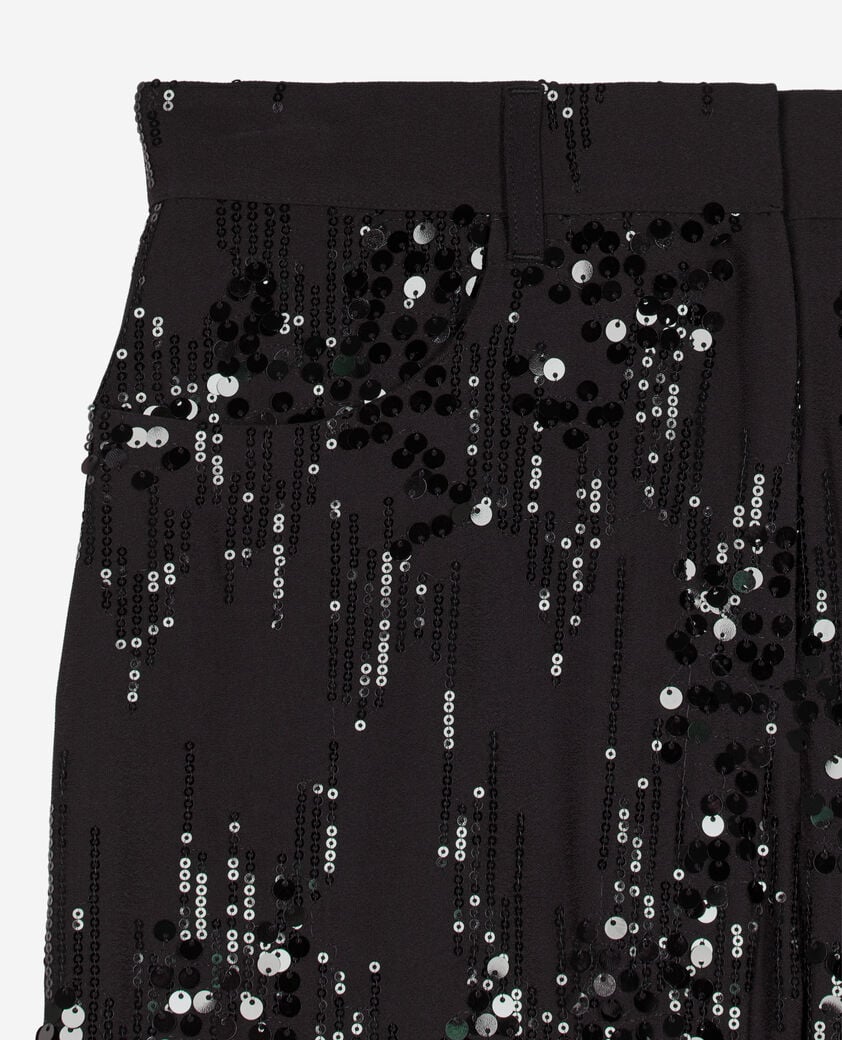 The Kooples F BLACK black sequinned flare pants
