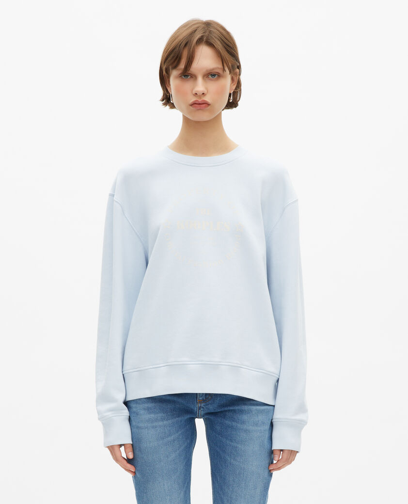 The Kooples FEMME LIGHT BLUE sweatshirt avec s&eacute;rigraphie bleu clair