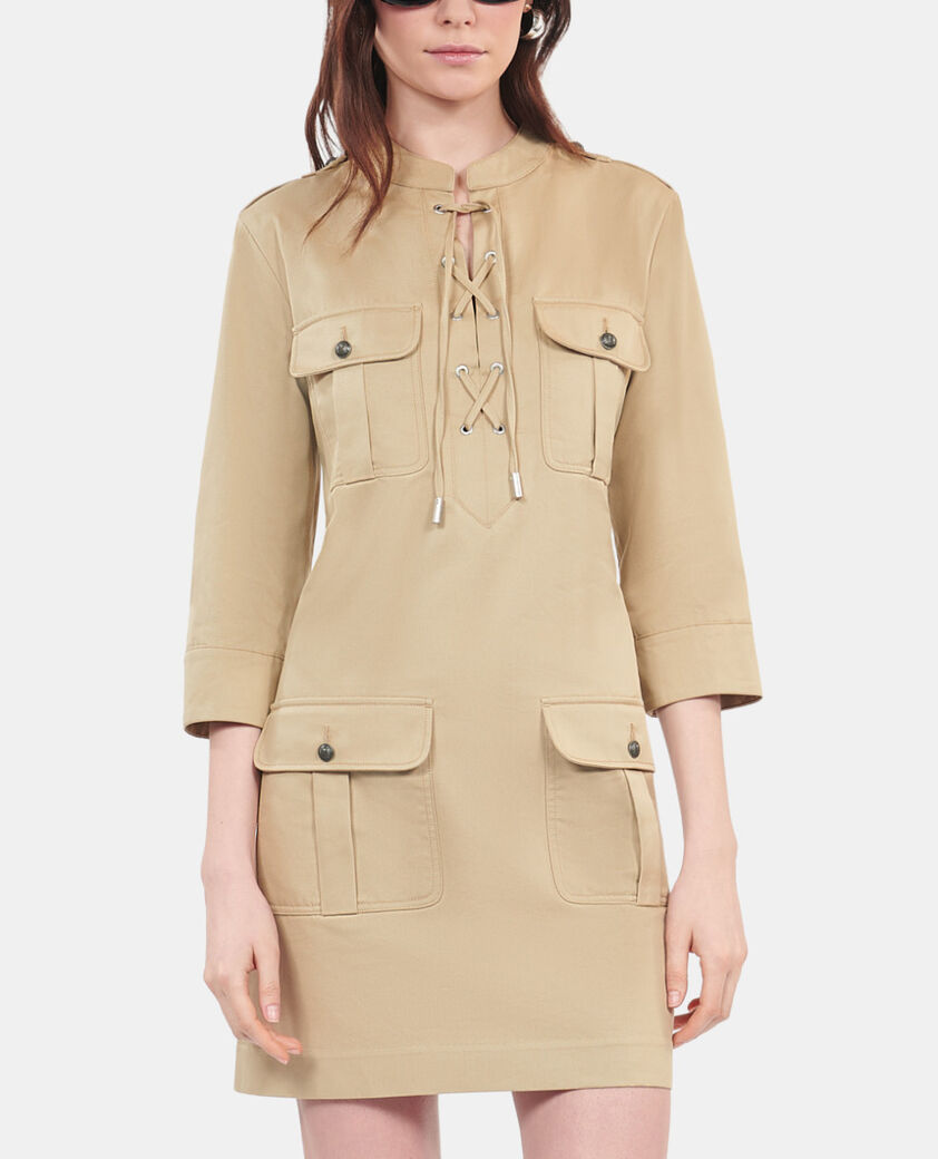 The Kooples WOMEN BEIGE short beige safari dress