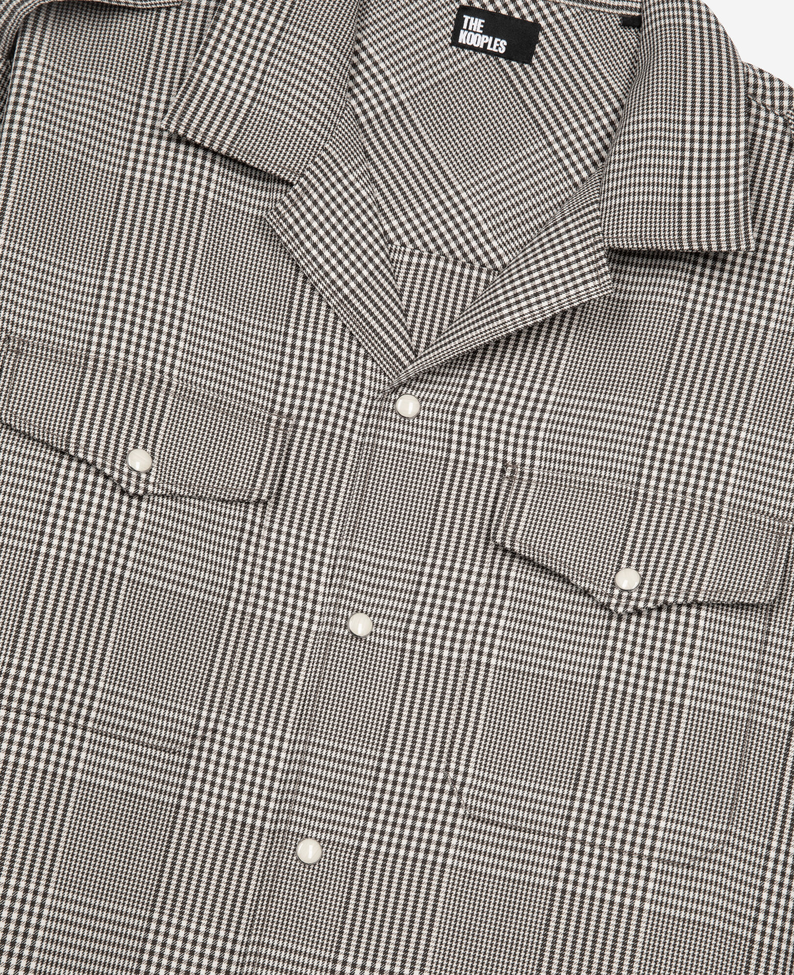 The Kooples HOMBRE BLACK WHITE camisa estampado príncipe gales negra blanca