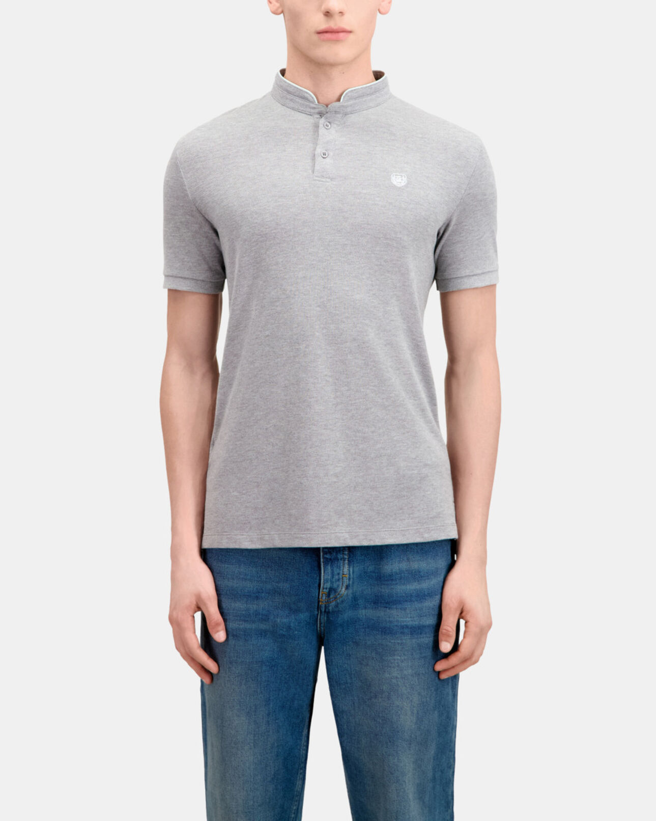 The Kooples MEN GREY / GREEN grey cotton polo t-shirt