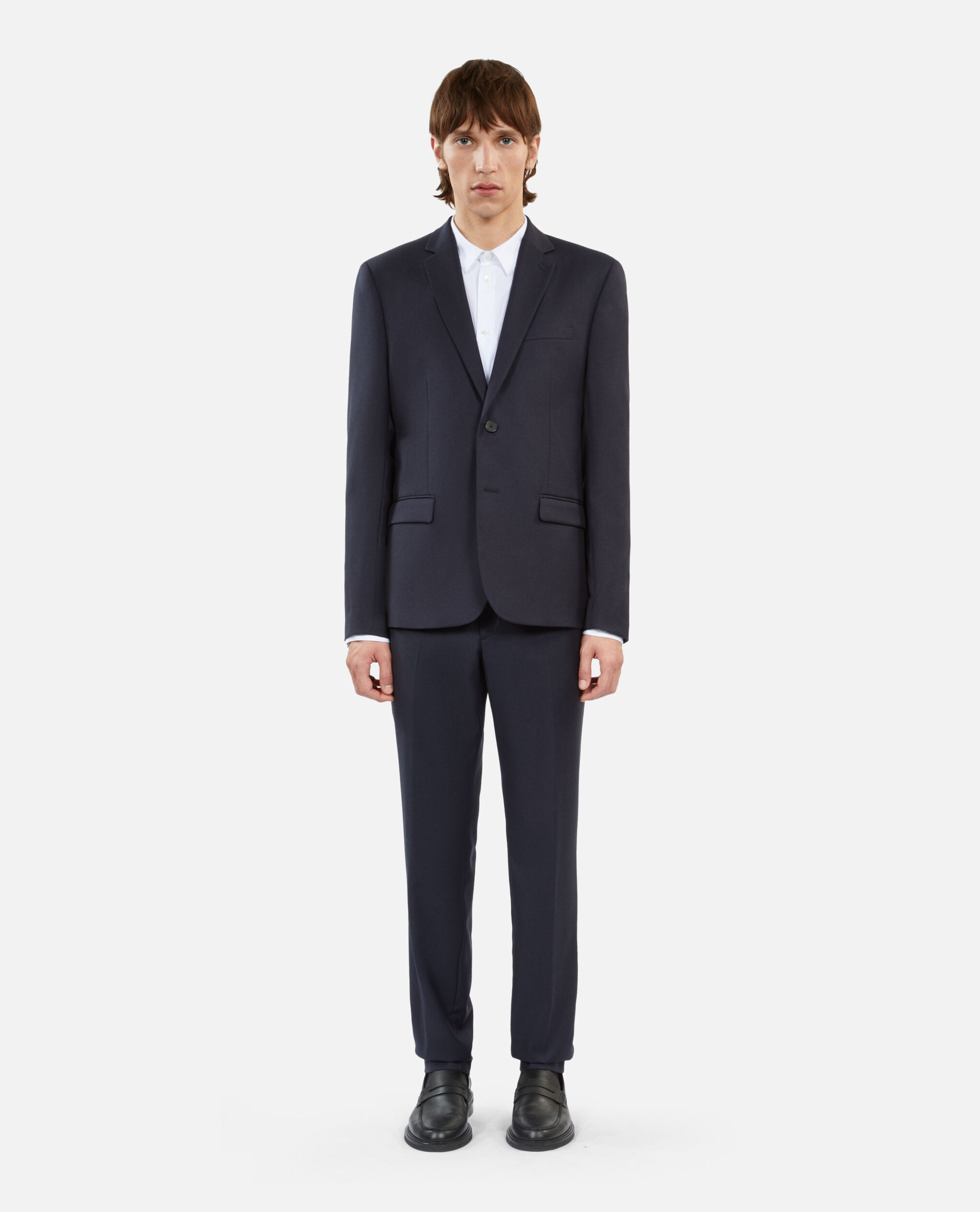 Veste de costume en laine bleu coupe tailleur droite The Kooples France