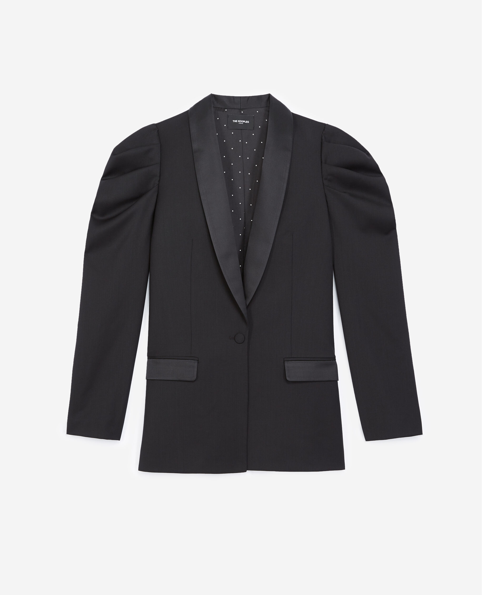 Black wool dinner jacket, BLACK, hi-res image number null